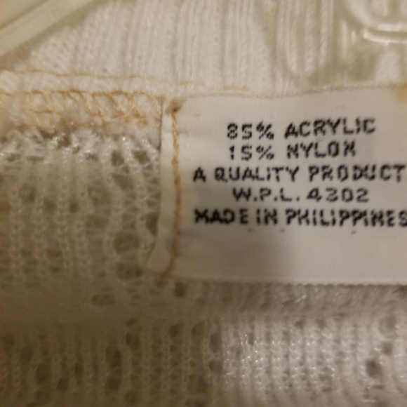 Vintage Fringed White Knit Cape Coverup OS - Picture 2 of 12